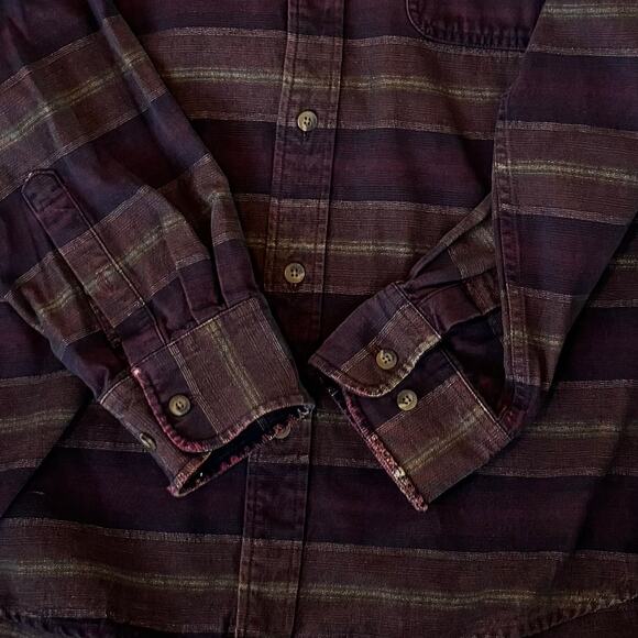 VTG 90s Cabela’s Button Down Shirt Heavy 100% Cotton Striped Mens Size Large - Picture 3 of 6
